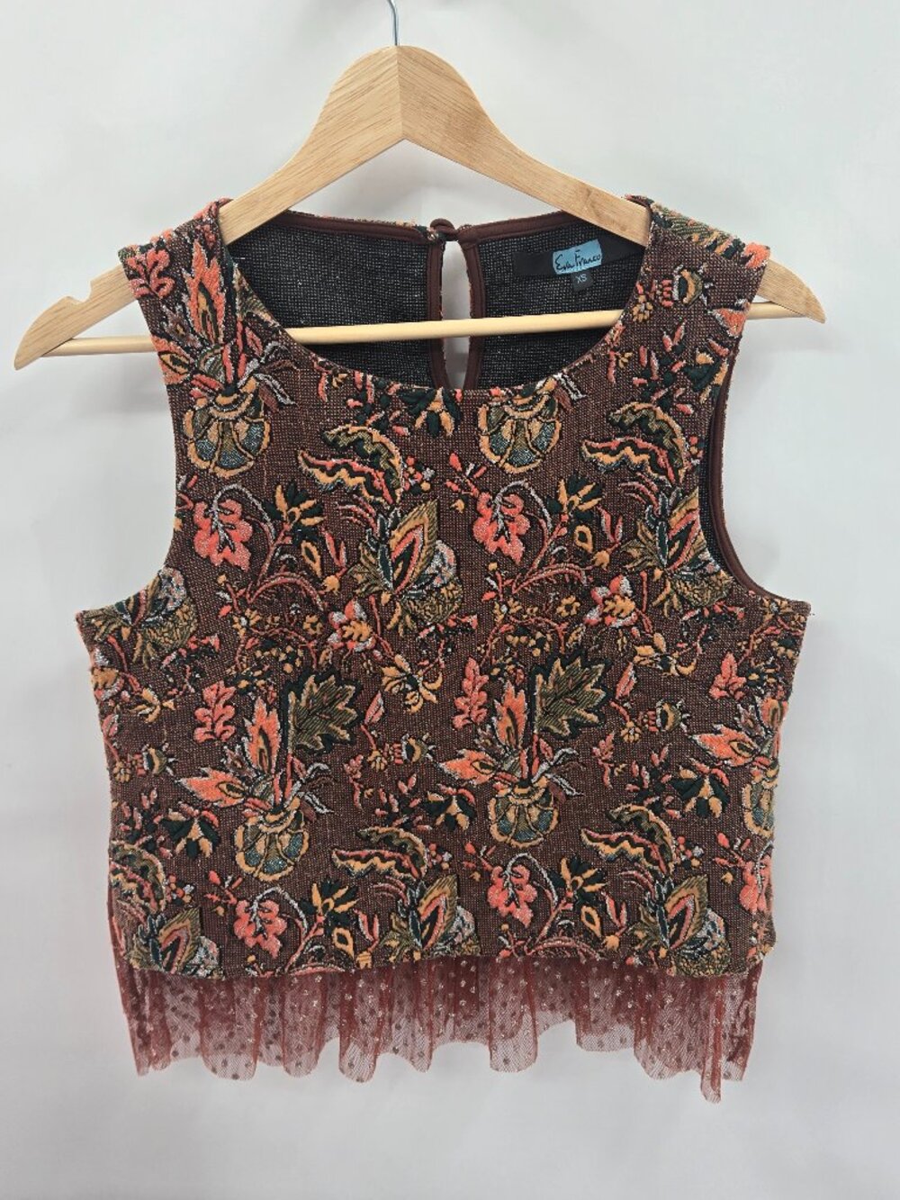 Anthropologie Eva Franco Boho Jacquard Cropped Sleeveless Top Size XS